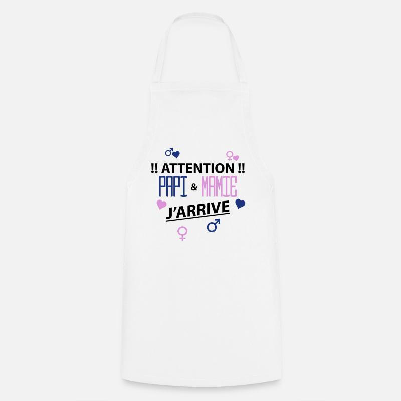 papi mamie j'arrive - Tablier de cuisine - blanc