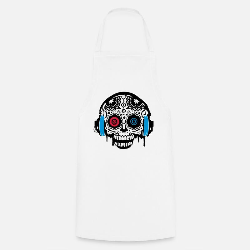Sugar Skull mit Kopfhörer - Kochschürze - Weiß
