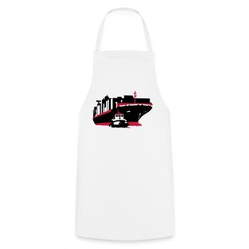 container ship - Cooking Apron - white - Front - AI Model Male 185 dark (185cm)