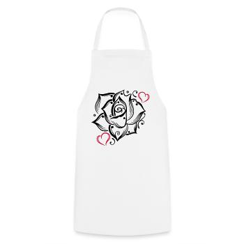 Rose Herzen Liebe Blume Blühen Romantisch - Kochschürze - Weiß - Vorne - AI Model Male 185 dark (185cm)