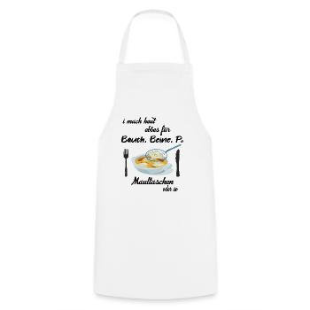 Maultaschen Schwäbisch Schwaben Essen Spruch - Kochschürze - Weiß - Vorne - AI Model Male 185 dark (185cm)