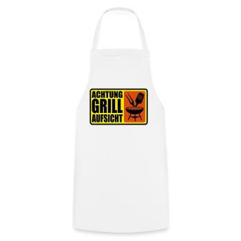 ACHTUNG GRILL-AUFSICHT - Kochschürze - Weiß - Vorne - AI Model Male 185 dark (185cm)