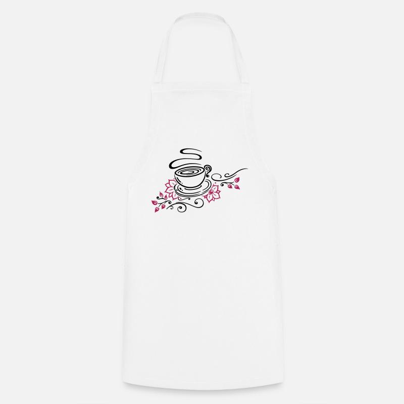Tee, Teetasse, tea time, Kirschblüten - Kochschürze - Weiß