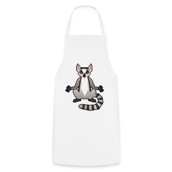 Méditation lémur - Tablier de cuisine - blanc - Devant - AI Model Male 185 dark (185cm)