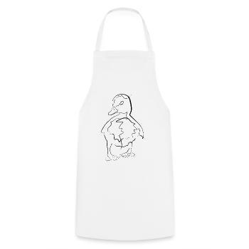 Baby Ente Tiermotiv - one line drawing - Kochschürze - Weiß - Vorne - AI Model Male 185 dark (185cm)