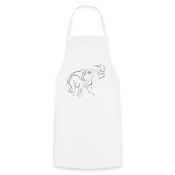 Mammut Elephant - one line drawing - Cooking Apron - white - Front - AI Model Male 185 dark (185cm)
