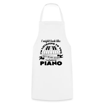 Piano - Kochschürze - Weiß - Vorne - AI Model Male 185 dark (185cm)
