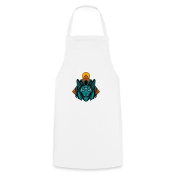 Cadeau pyramide chat Egypte - Tablier de cuisine - blanc - Devant - AI Model Male 185 dark (185cm)