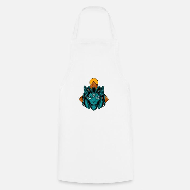 Cadeau pyramide chat Egypte - Tablier de cuisine - blanc