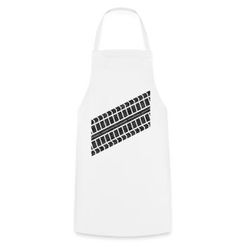 Empreinte des pneus - Tablier de cuisine - blanc - Devant - AI Model Male 185 dark (185cm)