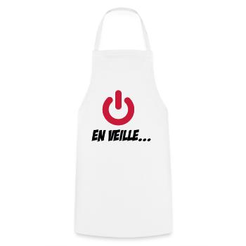 En veille... - Cooking Apron - white - Front - AI Model Male 185 dark (185cm)