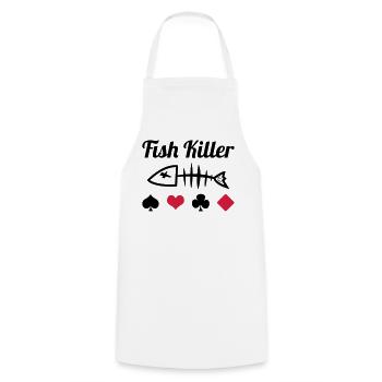 Poker : Fish Killer - Tablier de cuisine - blanc - Devant - AI Model Male 185 dark (185cm)