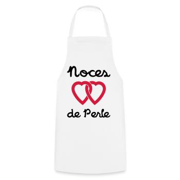 Noces de Perle - Tablier de cuisine - blanc - Devant - AI Model Male 185 dark (185cm)