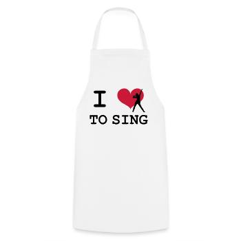 I Love To Sing - Cooking Apron - white - Front - AI Model Male 185 dark (185cm)