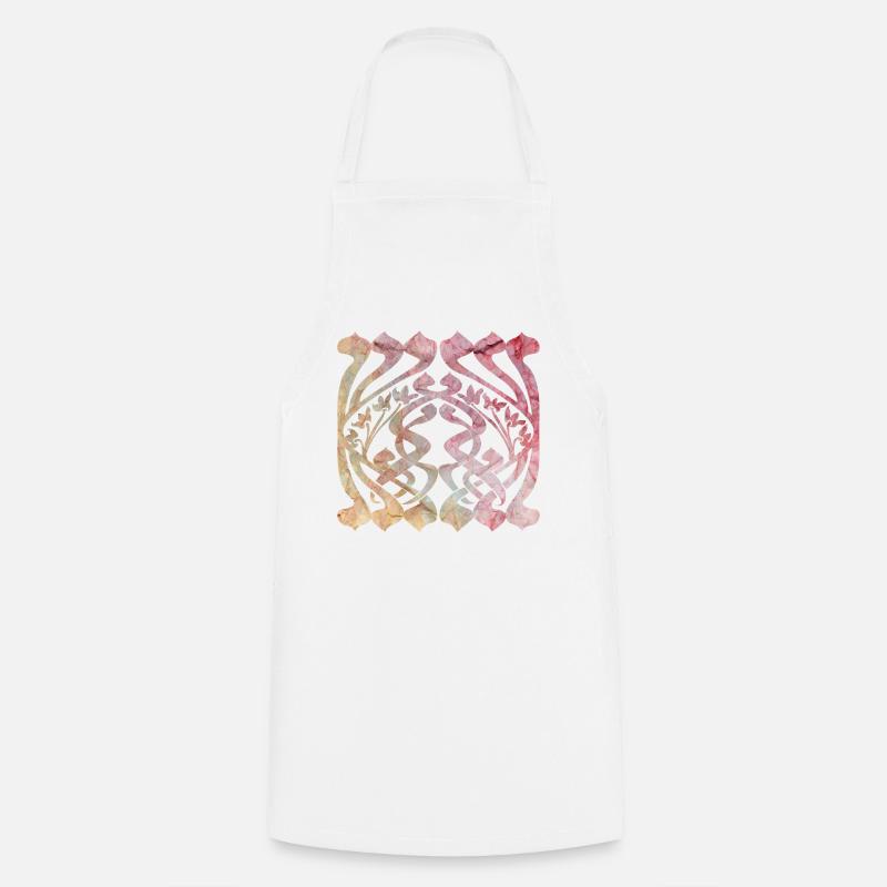 Watercolour leaf pattern with floral design - Cooking Apron - white