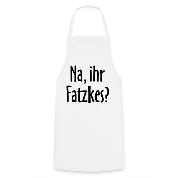 Lustiger Berlin Spruch: Na, ihr Fatzkes? - Kochschürze - Weiß - Vorne - AI Model Male 185 dark (185cm)