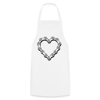 Chaîne de vélo coeur - Tablier de cuisine - blanc - Devant - AI Model Male 185 dark (185cm)
