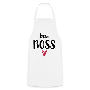 best Boss Herz Geschenk Chef - Kochschürze - Weiß - Vorne - AI Model Male 185 dark (185cm)