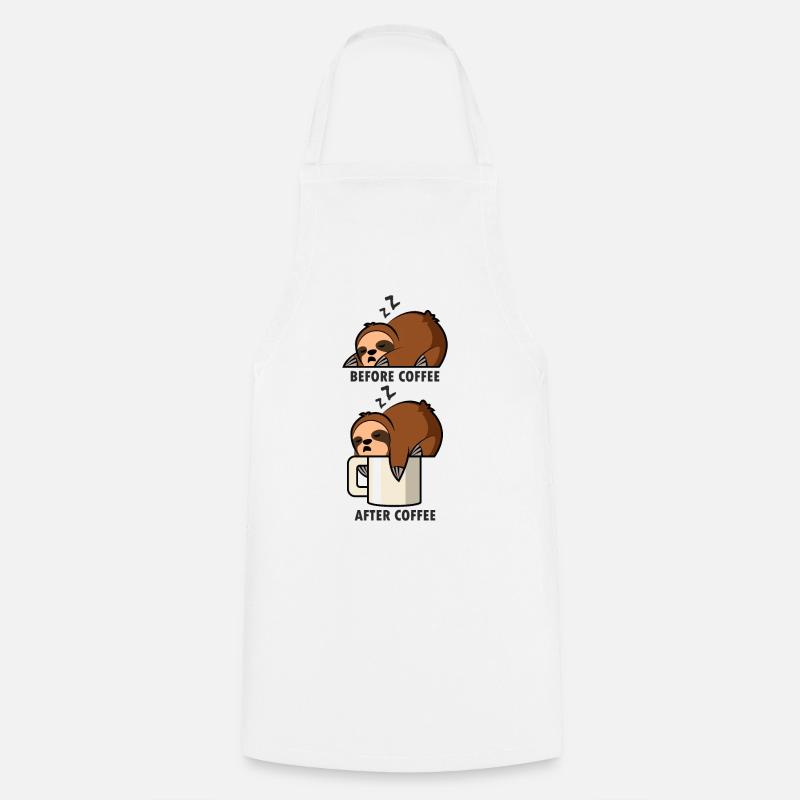 Faultier Kaffee - Kochschürze - Weiß