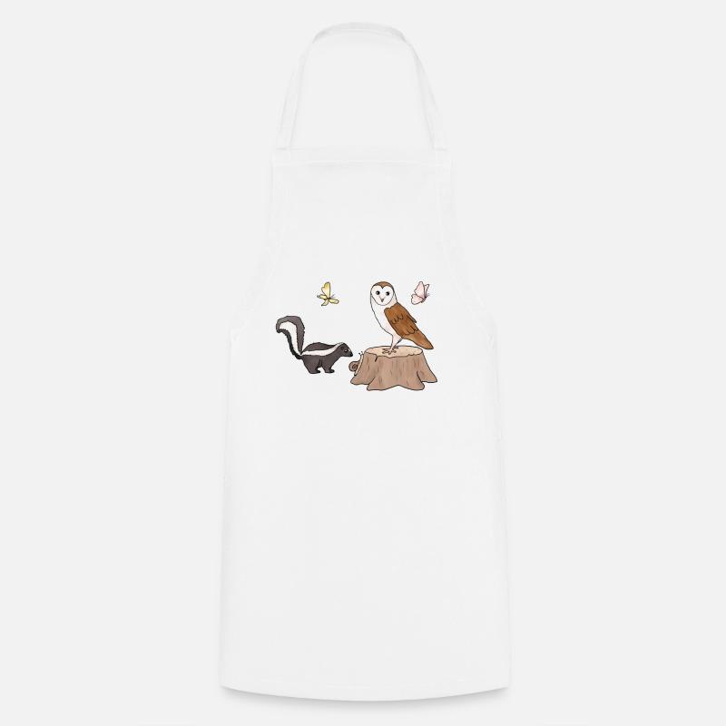 Skunk und Eule.png - Kochschürze - Weiß