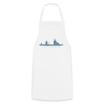 Köln am Rhein Kölner Skyline (Vintage Blau) - Kochschürze - Weiß - Vorne - AI Model Male 185 dark (185cm)