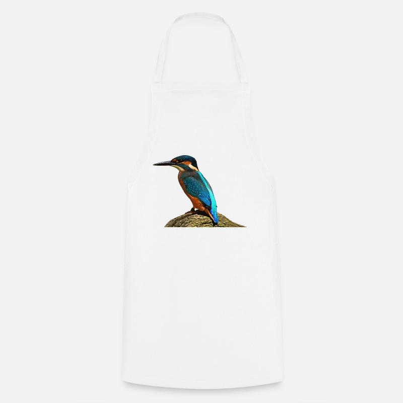 coole vögel, fischendes Eisvogel männchen - Kochschürze - Weiß
