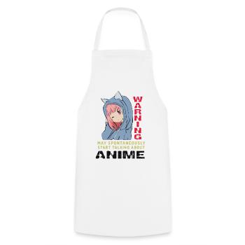 Anime Chat Drôle - Tablier de cuisine - blanc - Devant - AI Model Male 185 dark (185cm)