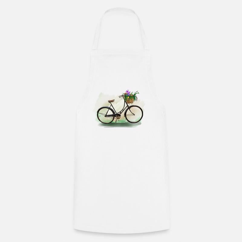 Bicycle with flowers - Cooking Apron - white