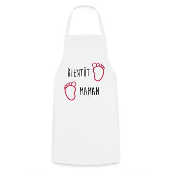 Bientôt Maman / Bébé / Naissance / Enceinte / Baby - Tablier de cuisine - blanc - Devant - AI Model Male 185 dark (185cm)