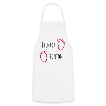 Bientôt Tonton / Bébé / Naissance / Oncle / Baby - Tablier de cuisine - blanc - Devant - AI Model Male 185 dark (185cm)