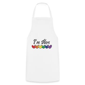 Gay Couple Gifts Matching LGBT Im Hers Gay Pride - Cooking Apron - white - Front - AI Model Male 185 dark (185cm)