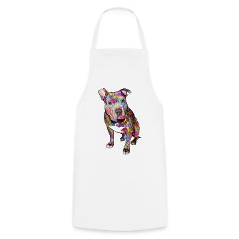 Pitbull Hippie - Cooking Apron - white - Front - AI Model Male 185 dark (185cm)