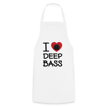I LOVE DEEP BASS - Kochschürze - Weiß - Vorne - AI Model Male 185 dark (185cm)
