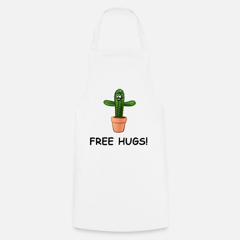 Smiling Cactus: FREE HUGS! - Cooking Apron - white