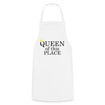 Queen of this place - Kochschürze - Weiß - Vorne - AI Model Male 185 dark (185cm)