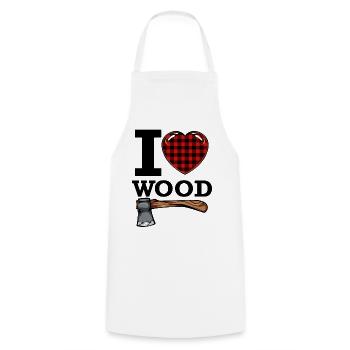 I Love Wood Cool Statement Lumberjack Gift - Cooking Apron - white - Front - AI Model Male 185 dark (185cm)