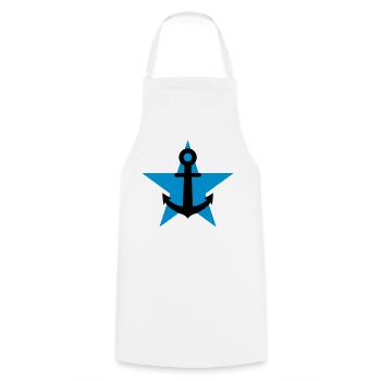 Sailor / Marine / Marin / Boat / Sea / Navy - Cooking Apron - white - Front - AI Model Male 185 dark (185cm)