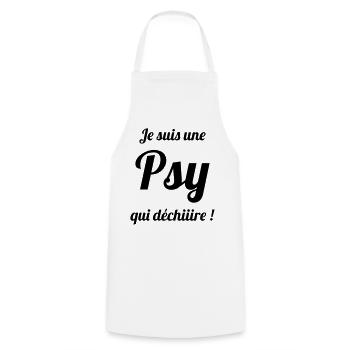 Psychologue / Psychiatre / Travail / Psychanalyste - Tablier de cuisine - blanc - Devant - AI Model Male 185 dark (185cm)