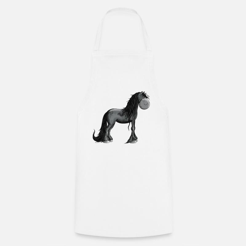 Cheval noir - Tablier de cuisine - blanc