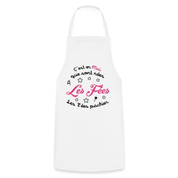 Fée / Fille / Reine / Naissance / Bébé / Mai - Cooking Apron - white - Front - AI Model Male 185 dark (185cm)