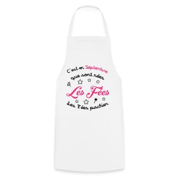 Fée / Fille / Reine / Naissance / Bébé / Septembre - Cooking Apron - white - Front - AI Model Male 185 dark (185cm)