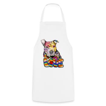 Pitbull - Peace Love et Pitbulls - Tablier de cuisine - blanc - Devant - AI Model Male 185 dark (185cm)