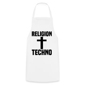 Techno - Kochschürze - Weiß - Vorne - AI Model Male 185 dark (185cm)