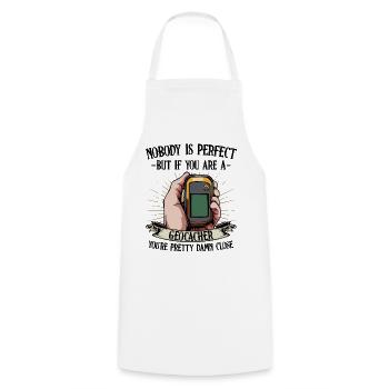 Personne n'est parfait Géocaching Geocacher Gift - Tablier de cuisine - blanc - Devant - AI Model Male 185 dark (185cm)