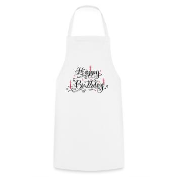 Joyeux anniversaire avec des bougies - Tablier de cuisine - blanc - Devant - AI Model Male 185 dark (185cm)