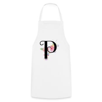 Lettre monogramme P avec fleurs pastel - Tablier de cuisine - blanc - Devant - AI Model Male 185 dark (185cm)