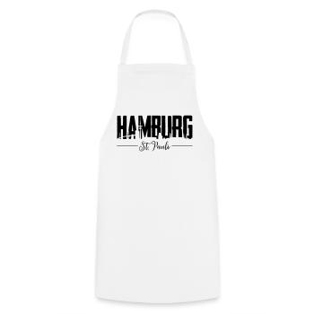 Hamburg St. Pauli, Reeperbahn, Kiez - Kochschürze - Weiß - Vorne - AI Model Male 185 dark (185cm)