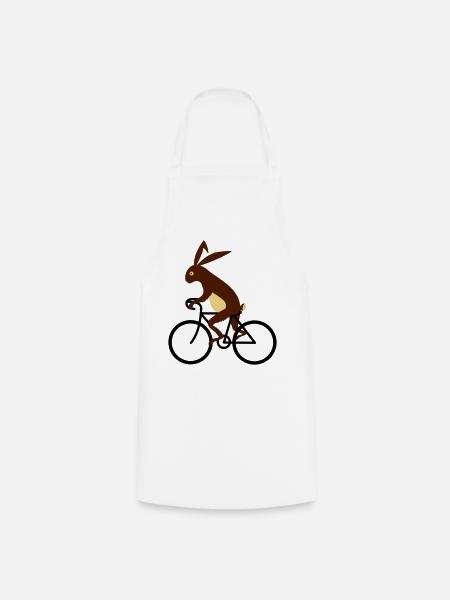 Hase auf dem Fahrrad - Kochschürze - Weiß