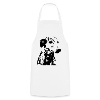 Tête de whippet - Tablier de cuisine - blanc - Devant - AI Model Male 185 dark (185cm)