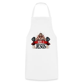 Reps 4 Jesus Strength Training - Cooking Apron - white - Front - AI Model Male 185 dark (185cm)